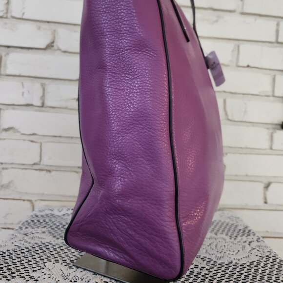 Nwt Coach Town Leather Purple Tote Bag Purse - Picture 5 of 8